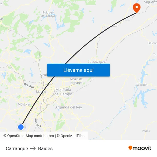 Carranque to Baides map