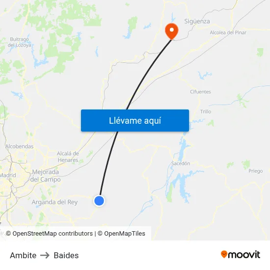 Ambite to Baides map