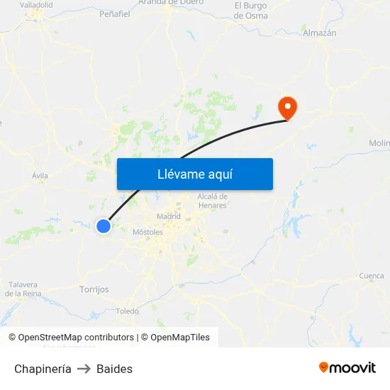 Chapinería to Baides map