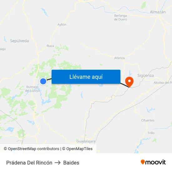 Prádena Del Rincón to Baides map