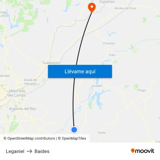 Leganiel to Baides map