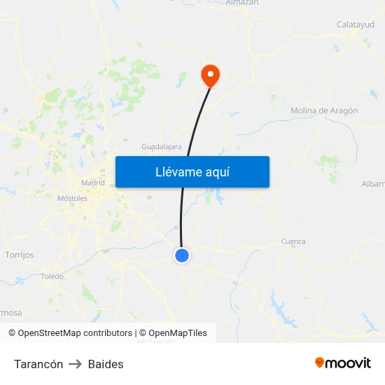 Tarancón to Baides map