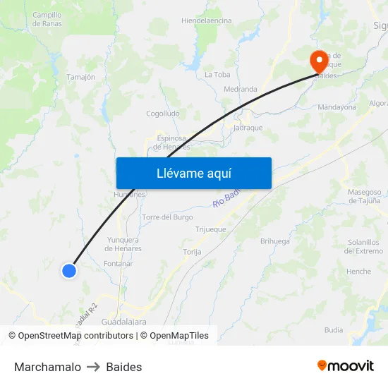 Marchamalo to Baides map