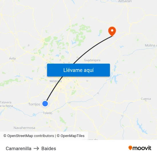 Camarenilla to Baides map