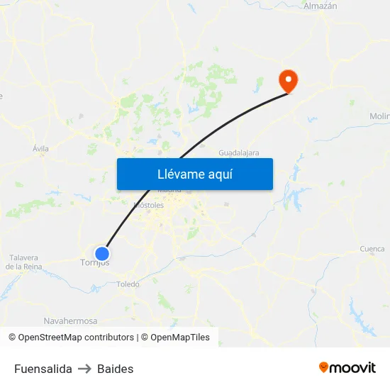 Fuensalida to Baides map