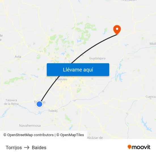 Torrijos to Baides map