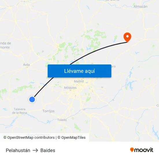 Pelahustán to Baides map