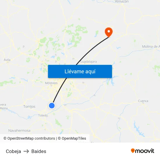 Cobeja to Baides map