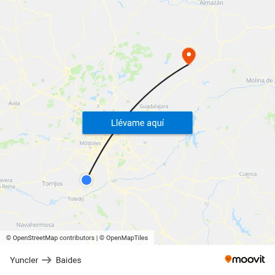 Yuncler to Baides map