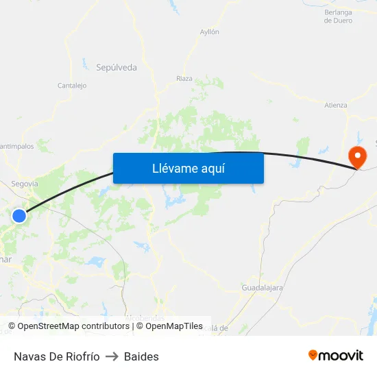 Navas De Riofrío to Baides map