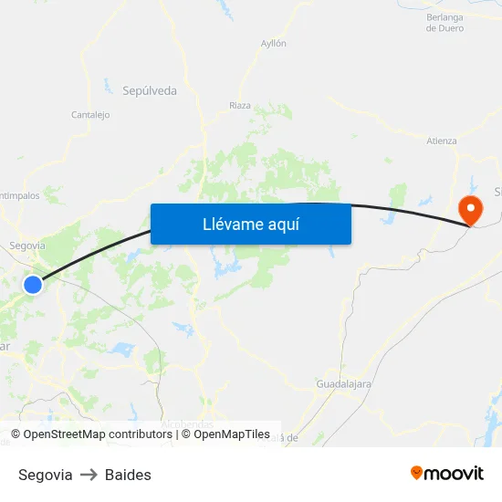 Segovia to Baides map