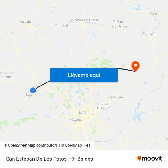 San Esteban De Los Patos to Baides map