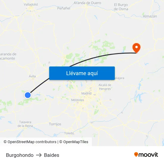 Burgohondo to Baides map