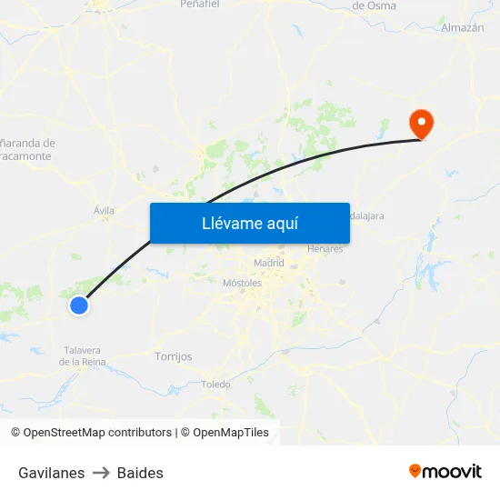 Gavilanes to Baides map
