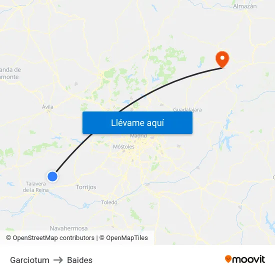 Garciotum to Baides map