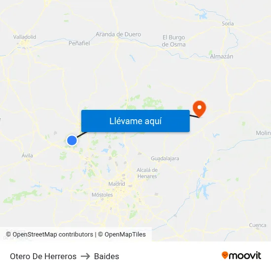 Otero De Herreros to Baides map
