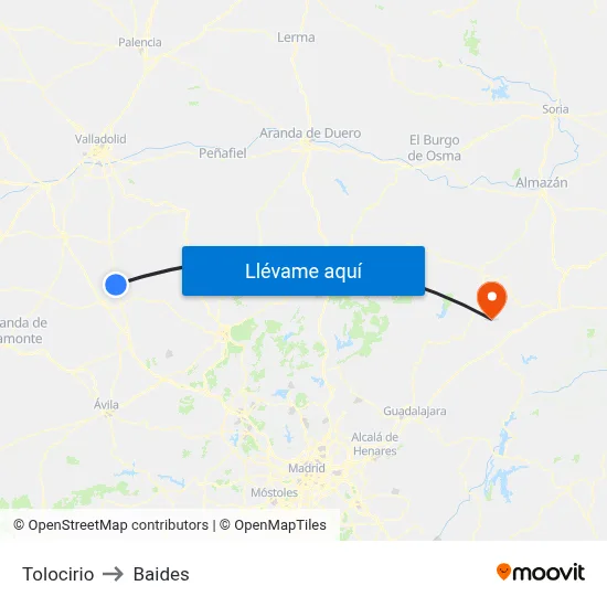 Tolocirio to Baides map