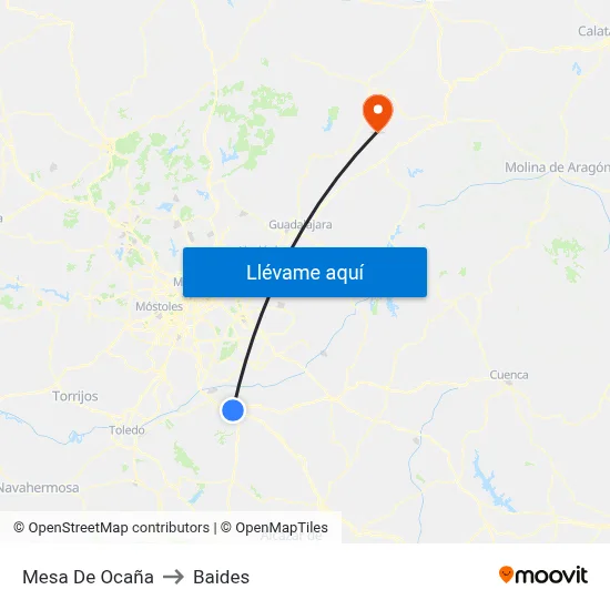Mesa De Ocaña to Baides map