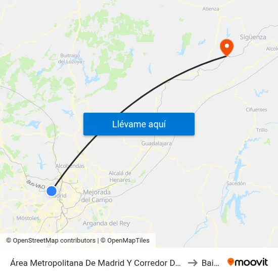 Área Metropolitana De Madrid Y Corredor Del Henares to Baides map