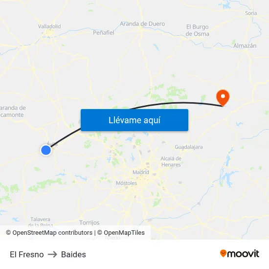 El Fresno to Baides map