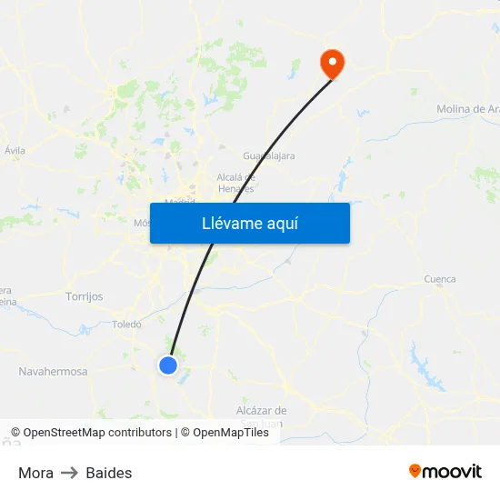 Mora to Baides map
