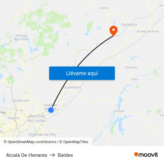 Alcalá De Henares to Baides map