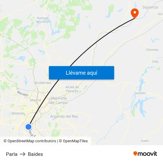 Parla to Baides map