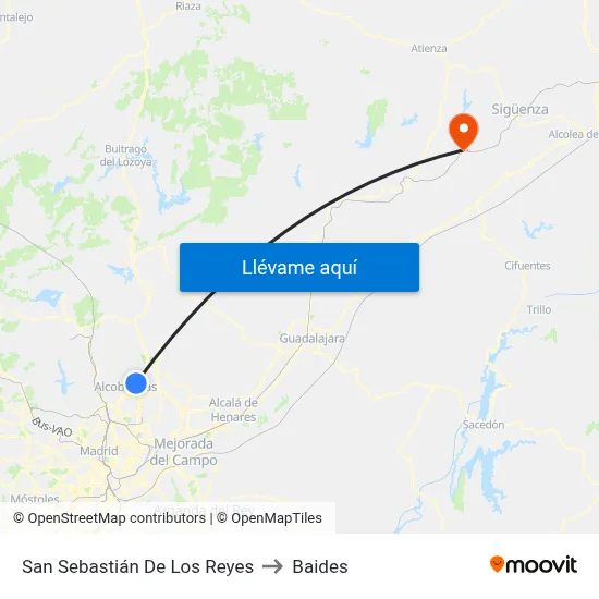 San Sebastián De Los Reyes to Baides map