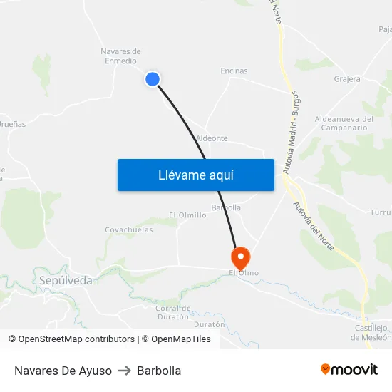 Navares De Ayuso to Barbolla map