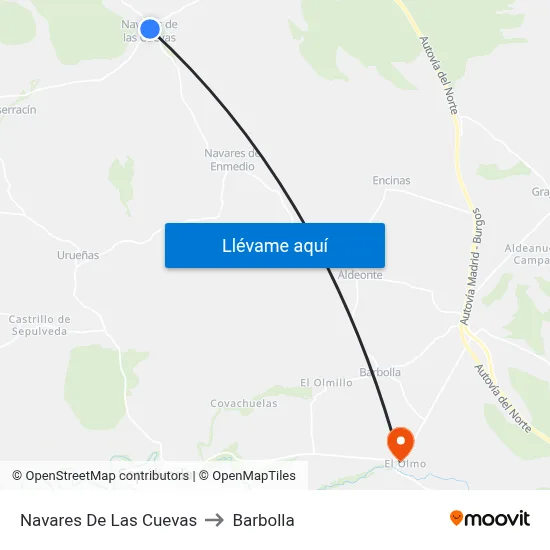Navares De Las Cuevas to Barbolla map