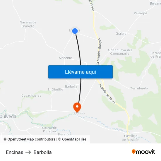 Encinas to Barbolla map