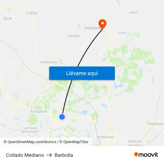 Collado Mediano to Barbolla map