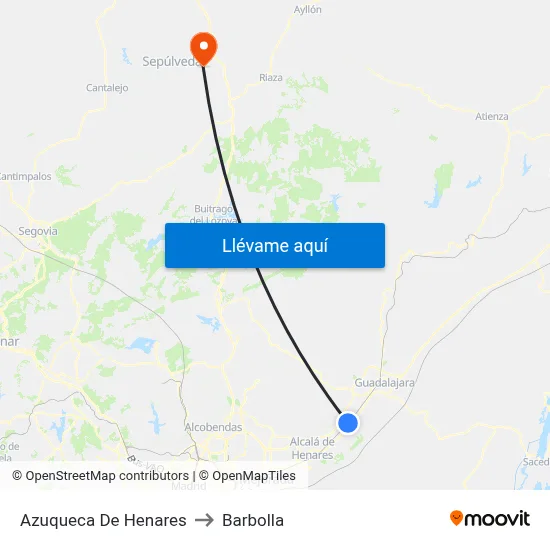 Azuqueca De Henares to Barbolla map
