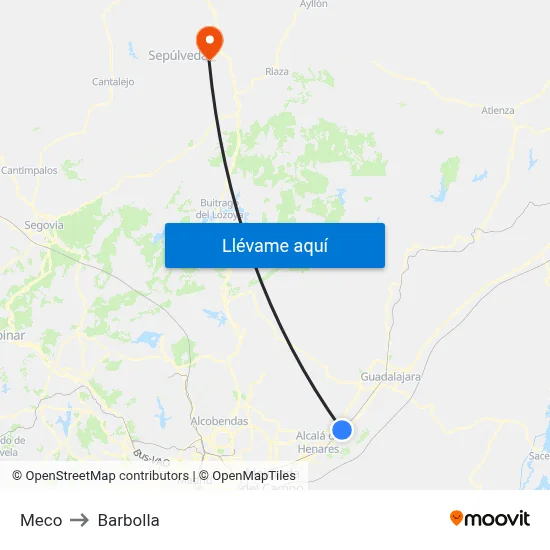 Meco to Barbolla map