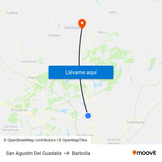 San Agustín Del Guadalix to Barbolla map