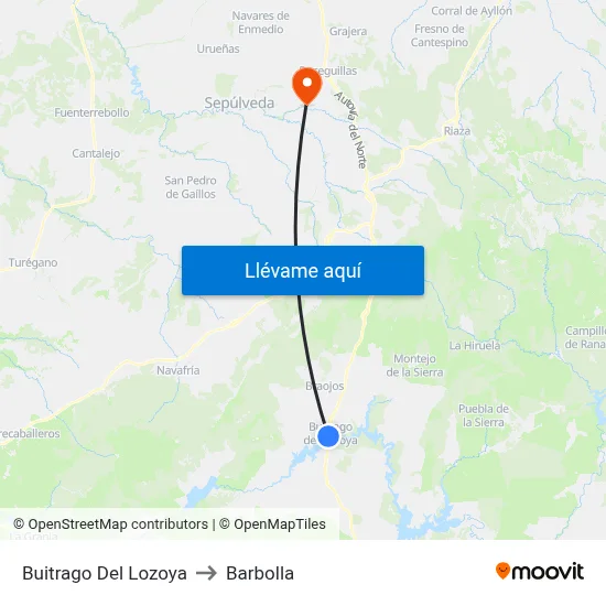 Buitrago Del Lozoya to Barbolla map