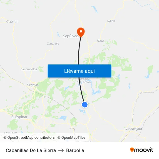 Cabanillas De La Sierra to Barbolla map