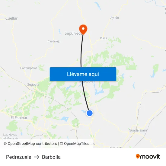 Pedrezuela to Barbolla map