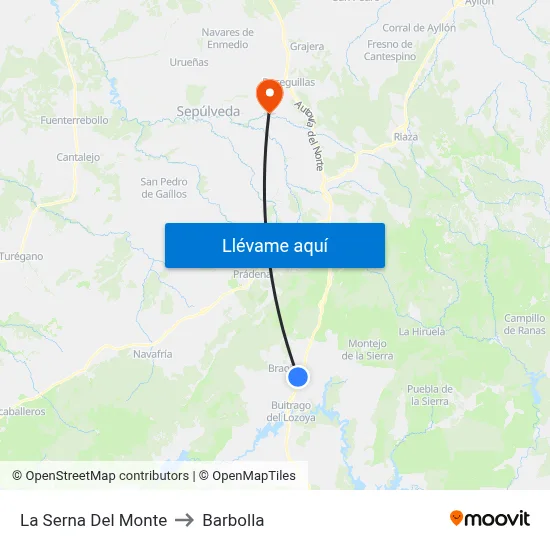 La Serna Del Monte to Barbolla map