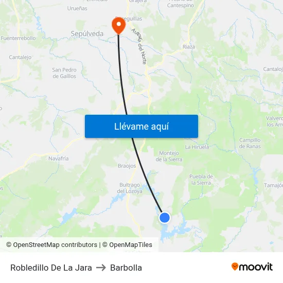 Robledillo De La Jara to Barbolla map