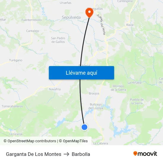 Garganta De Los Montes to Barbolla map