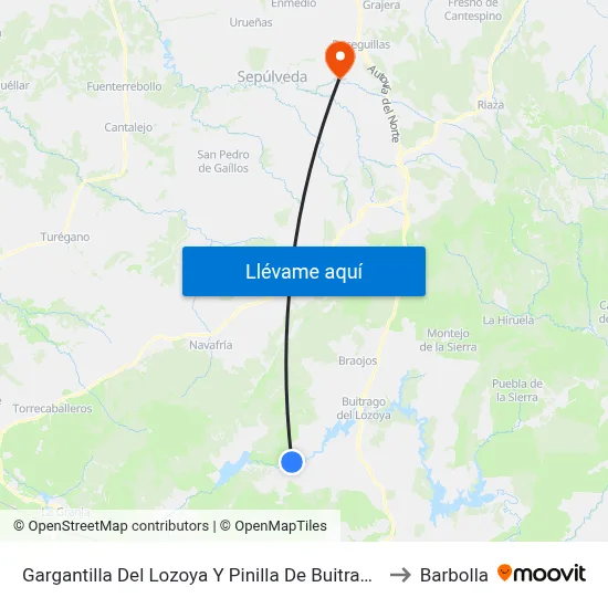 Gargantilla Del Lozoya Y Pinilla De Buitrago to Barbolla map