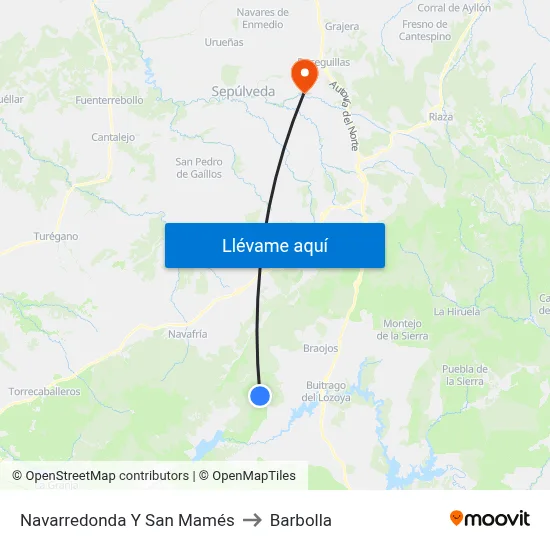 Navarredonda Y San Mamés to Barbolla map