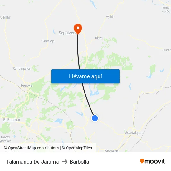 Talamanca De Jarama to Barbolla map