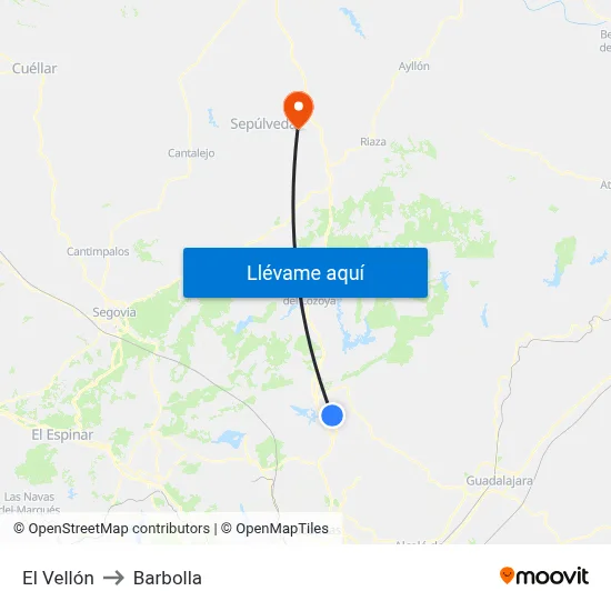 El Vellón to Barbolla map