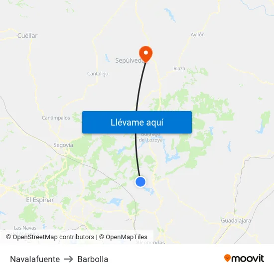 Navalafuente to Barbolla map