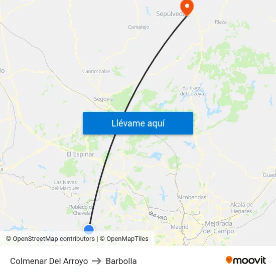 Colmenar Del Arroyo to Barbolla map