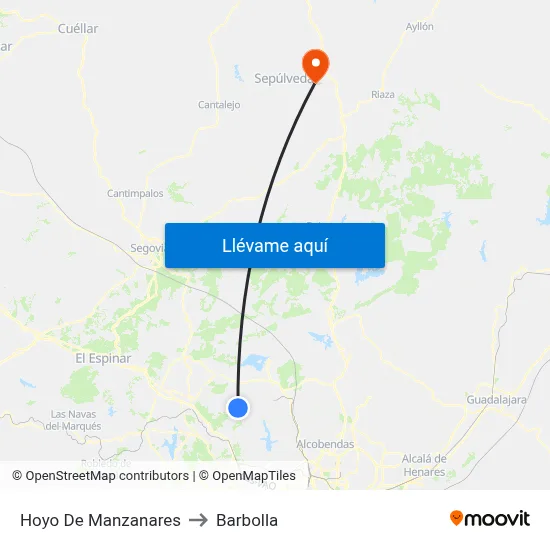 Hoyo De Manzanares to Barbolla map