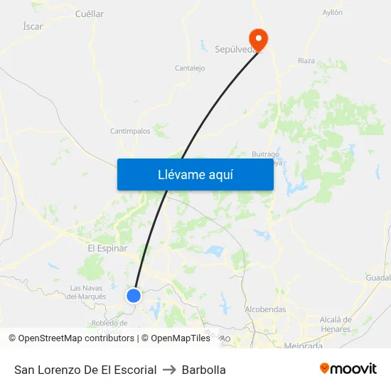 San Lorenzo De El Escorial to Barbolla map