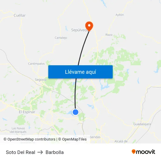 Soto Del Real to Barbolla map